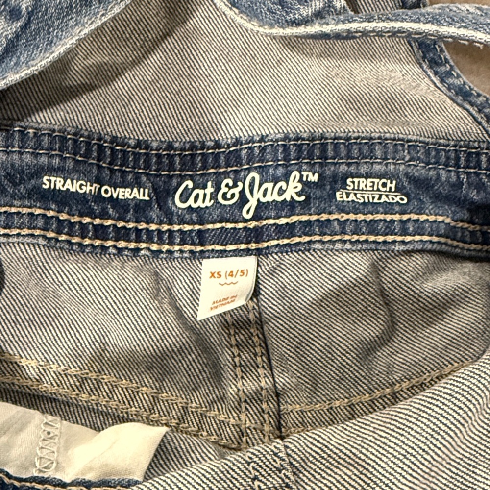 Cat & Jack Girls Blue Denim Overalls - Picture 2 of 3